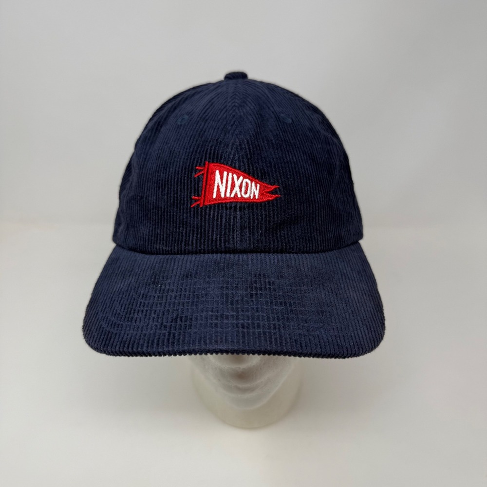 Nixon Harvey Strapback Navy Corduroy Baseball Cap‎ Pennant Logo Adjustable